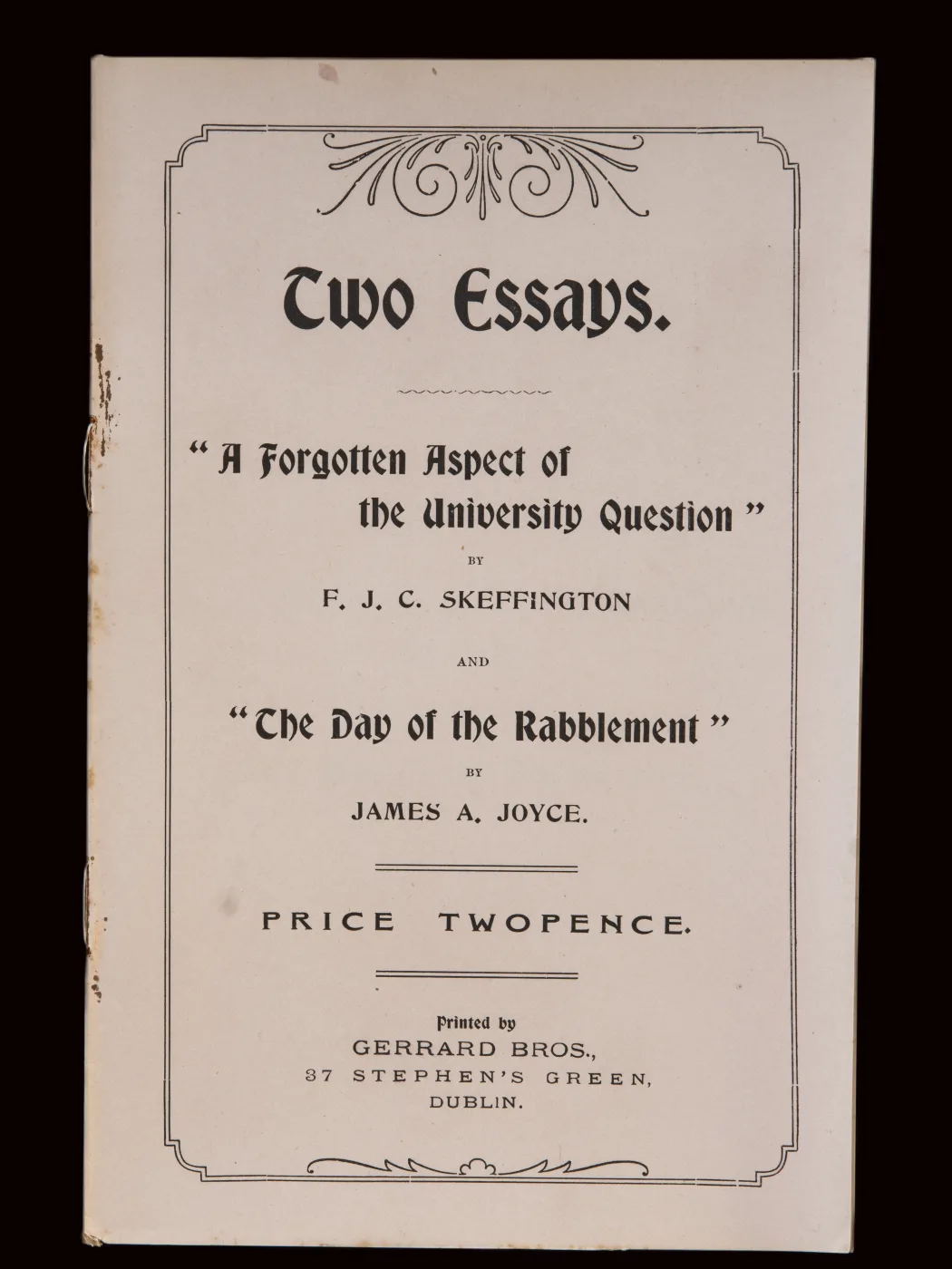 Two Essays by F.J.C. Skeffington & James A. Joyce, 1901