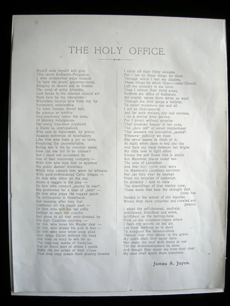 Copy of 1904 broadside 'The Holy Office' by James Joyce