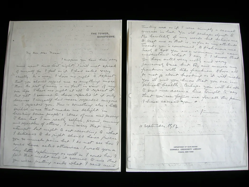 Copy of 10 September 1904 letter from James Joyce to Nora Barnacle