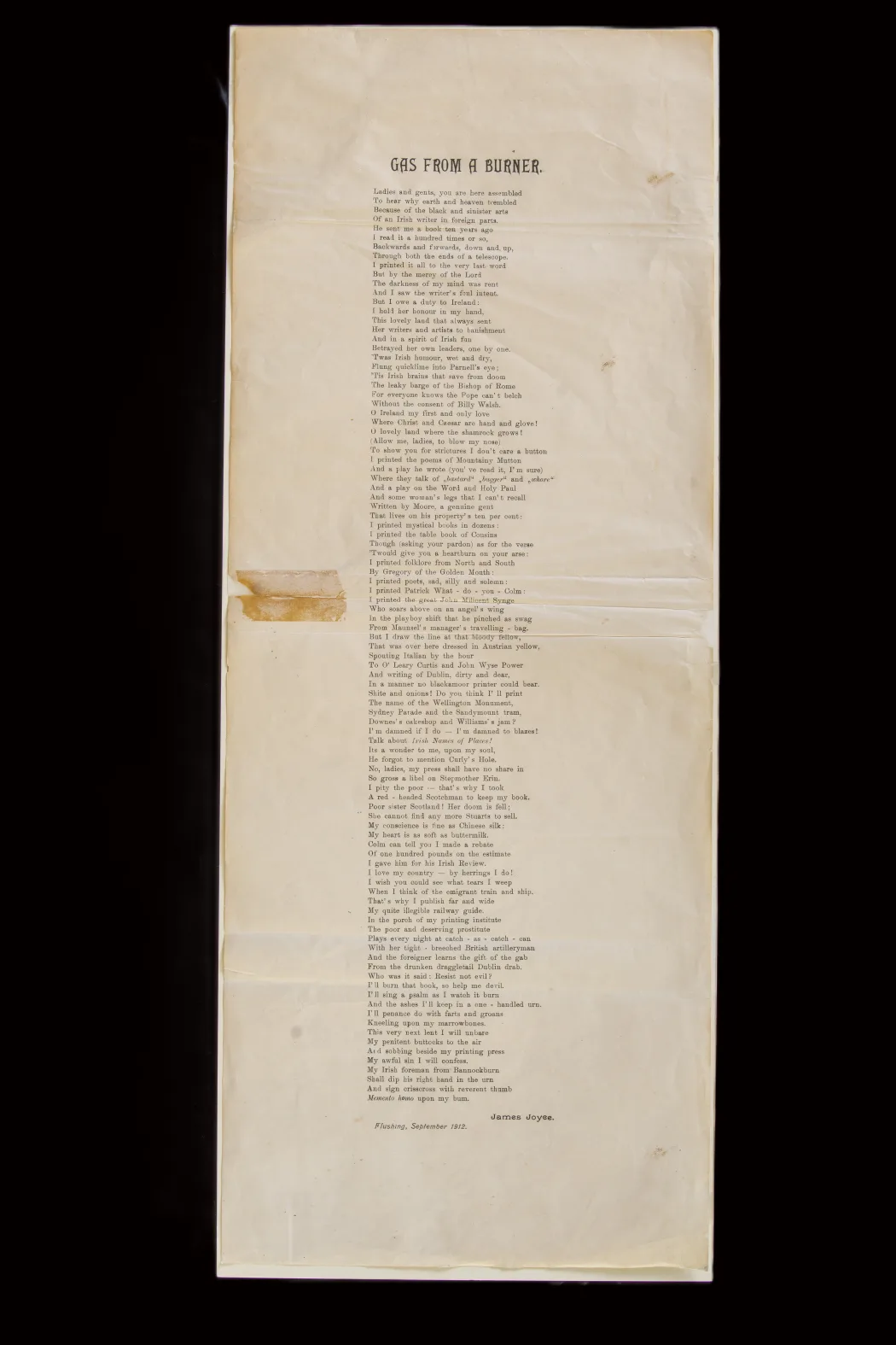 Gas From A Burner by James Joyce 1912