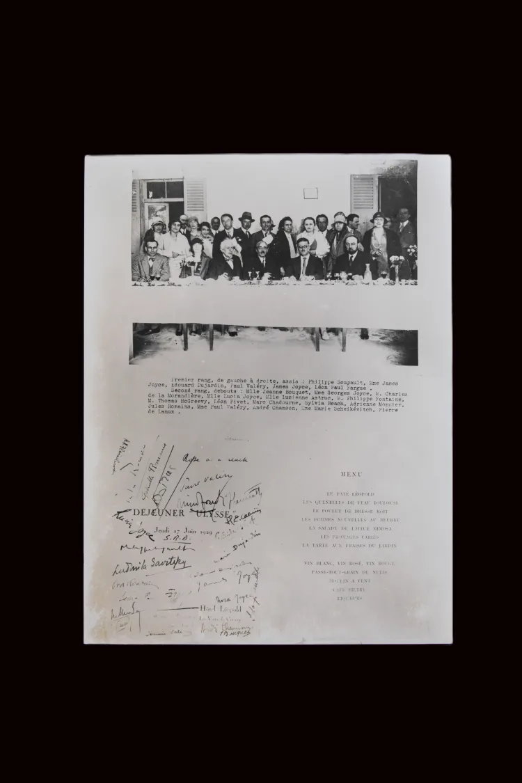 Copy of photograph of Dejeuner Ulysse 27 June 1929 and menu