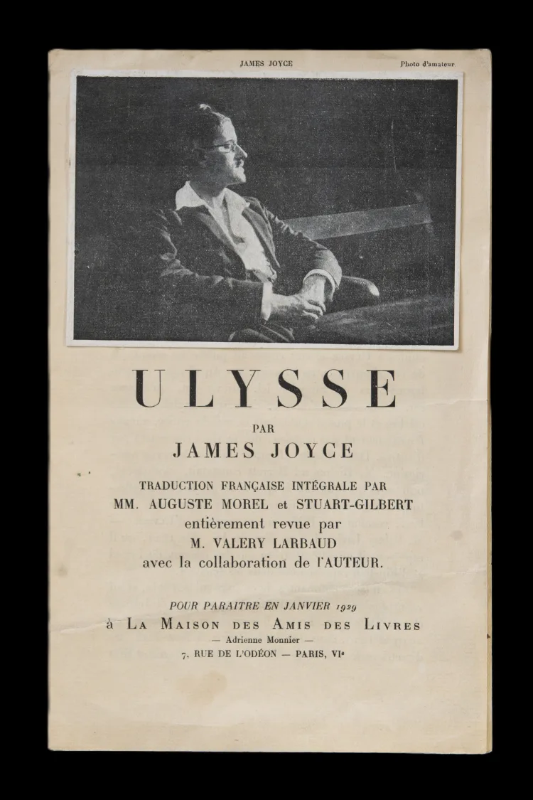 Prospectus of first French translation of Ulysses, La Maison des Amis de Livres 1928/29