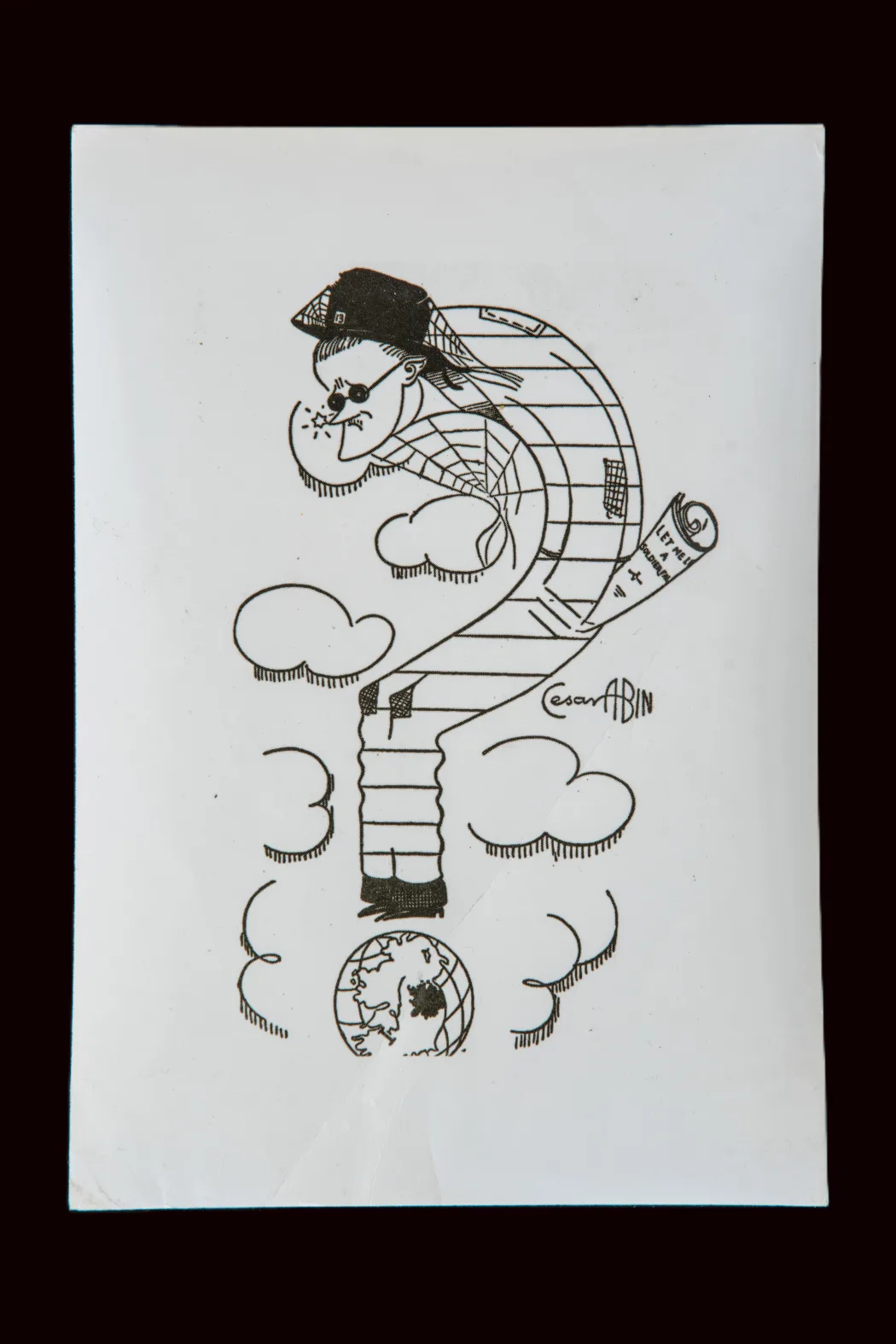 Photo of 1932 caricature of James Joyce by Cesar Abin