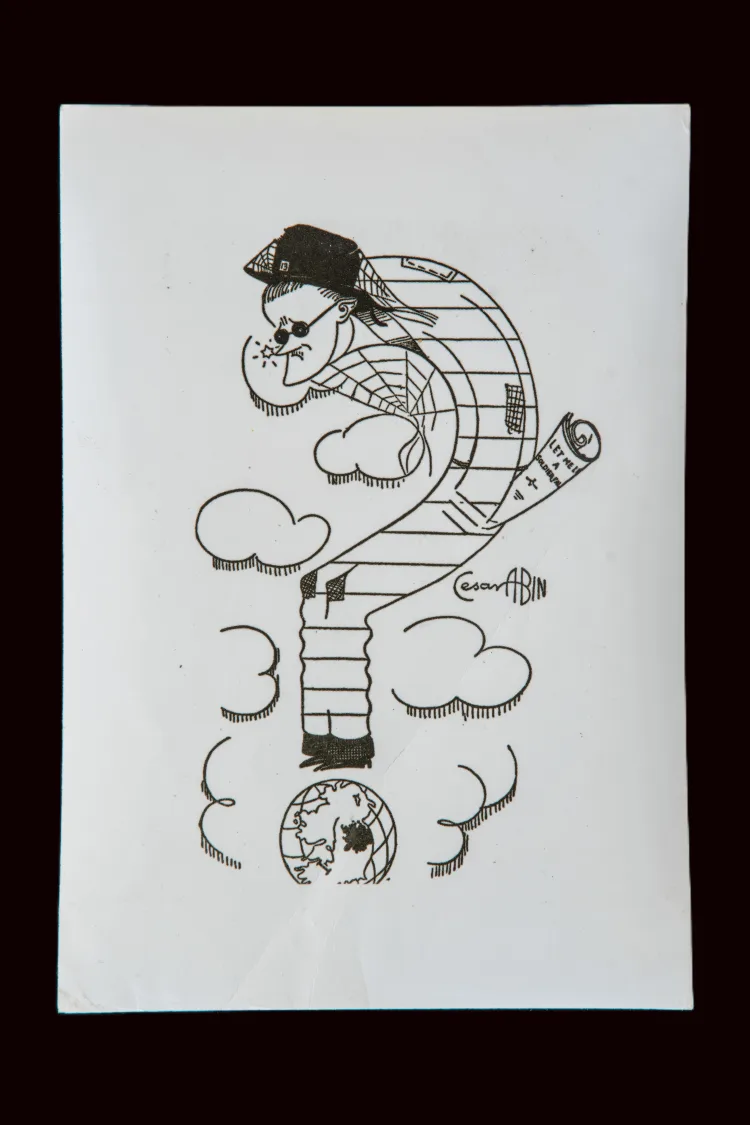 Photo of 1932 caricature of James Joyce by Cesar Abin