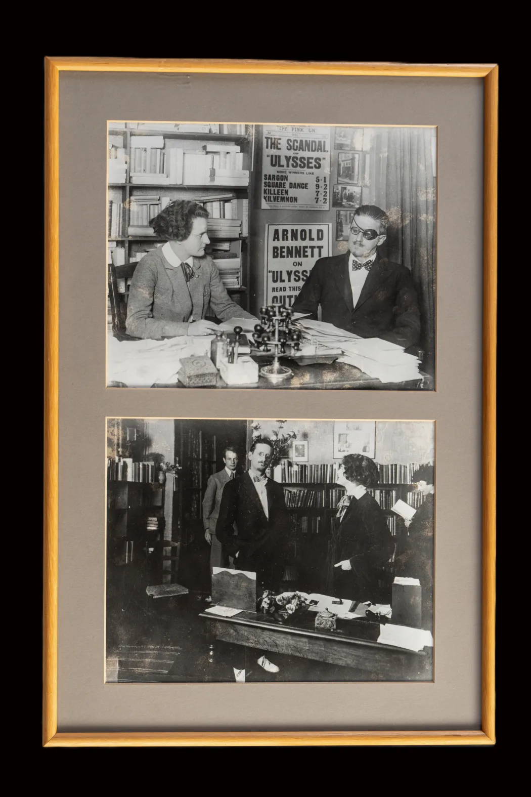 Copies of 2 photos (i) Sylvia Beach & JJ (ii) SB & JJ with John Rodker and Cyprian Beach