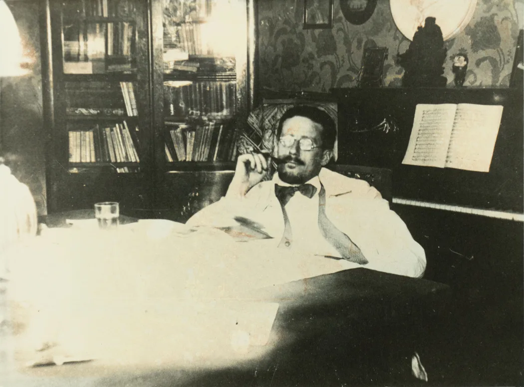 Photo of James Joyce in flat in Trieste 1919/20