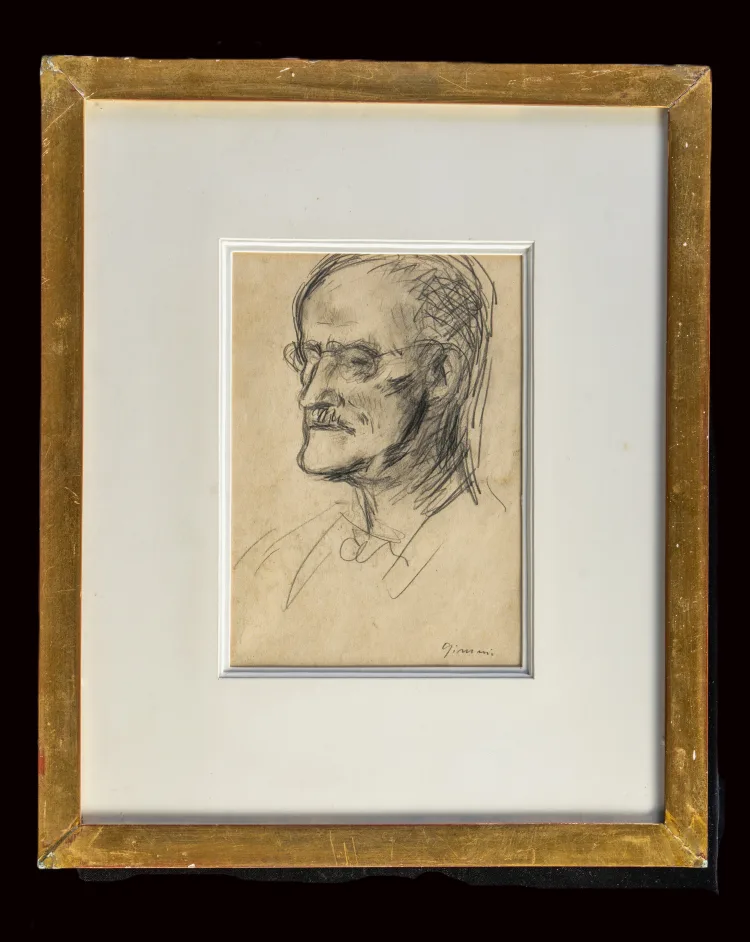 Portrait sketch of James Joyce by Wilhelm Gimmi