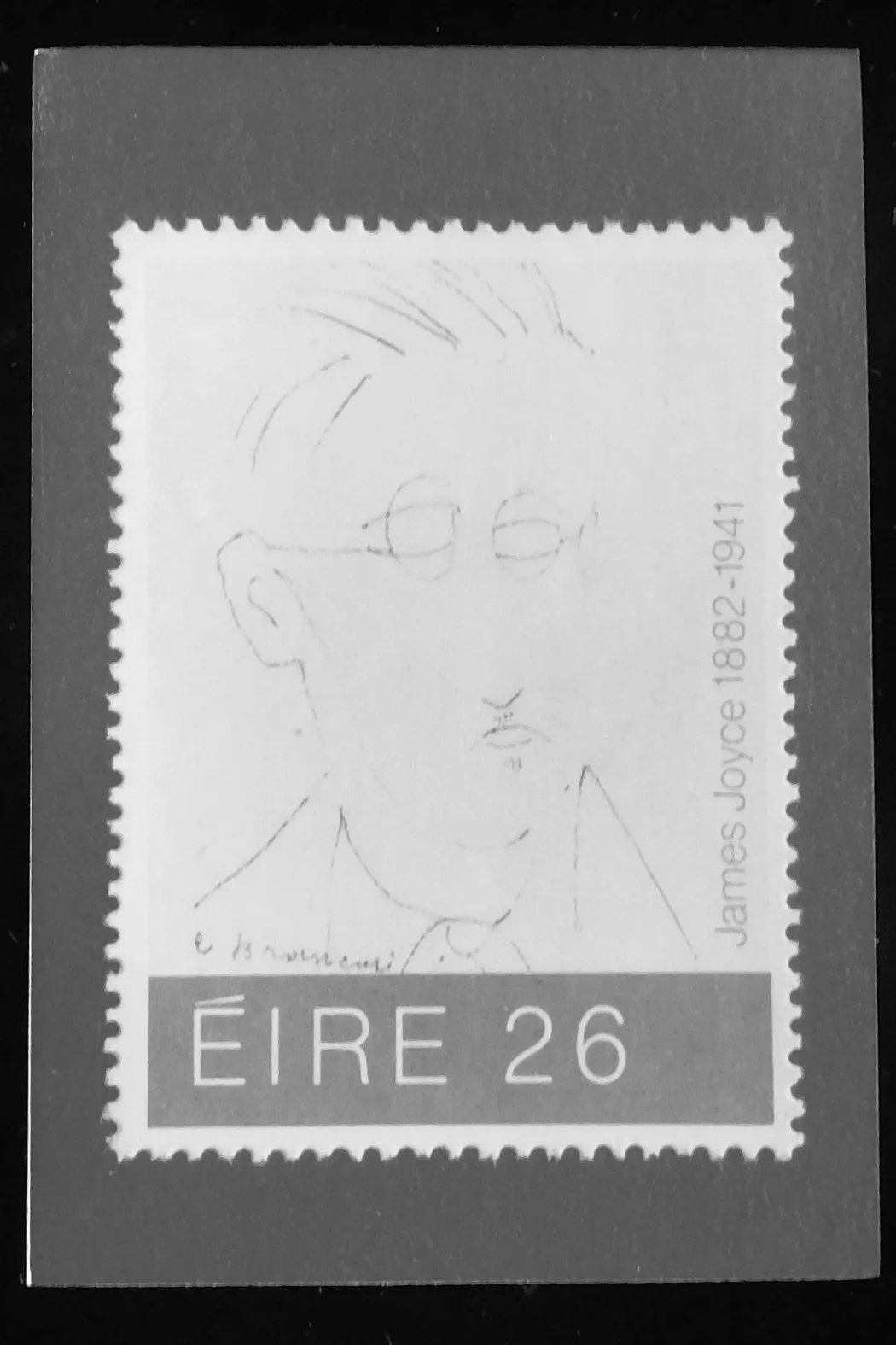 Colour photo of 1982 Irish postage stamp featuring James Joyce