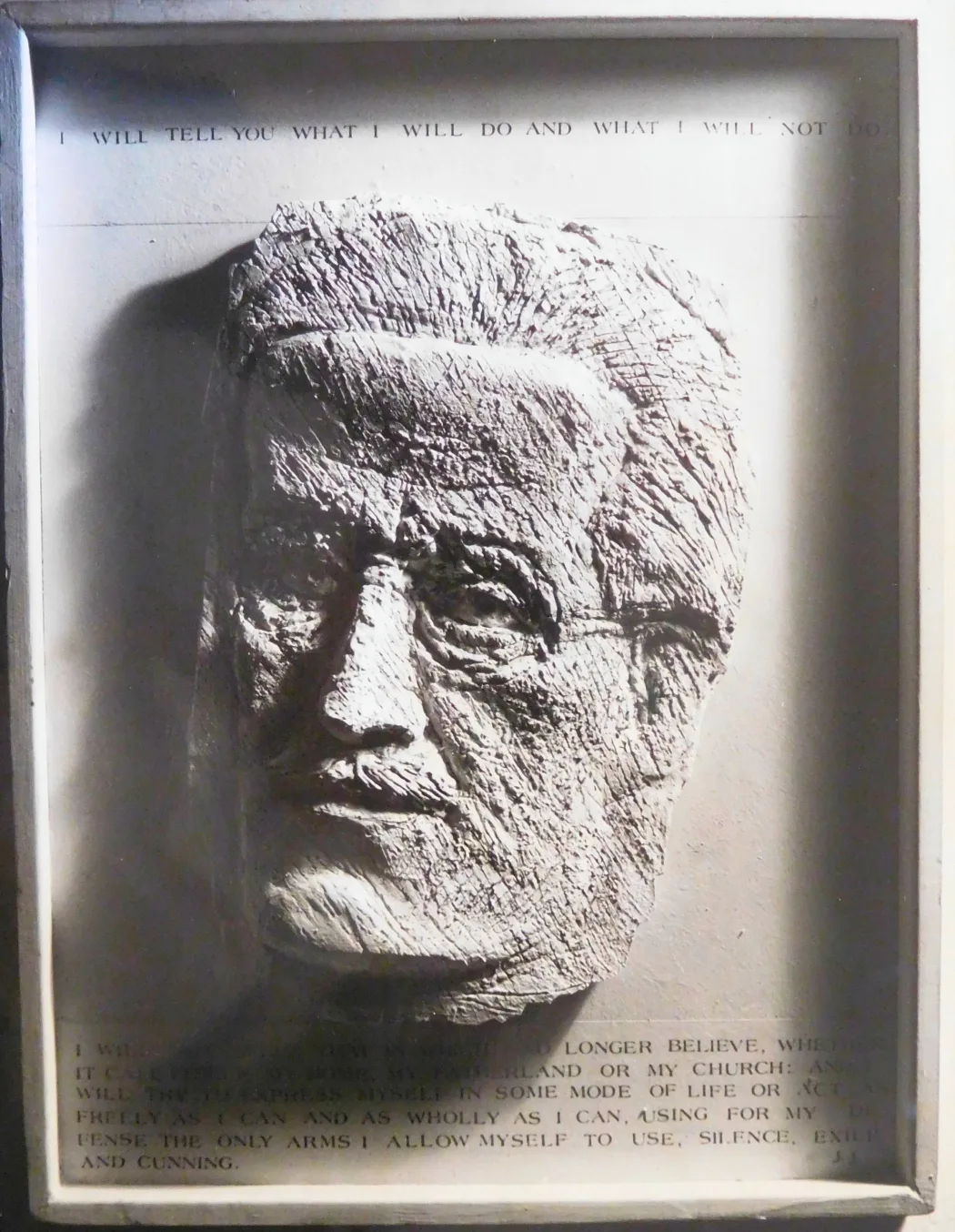Photo of portrait head of James Joyce by Ursula Meyer