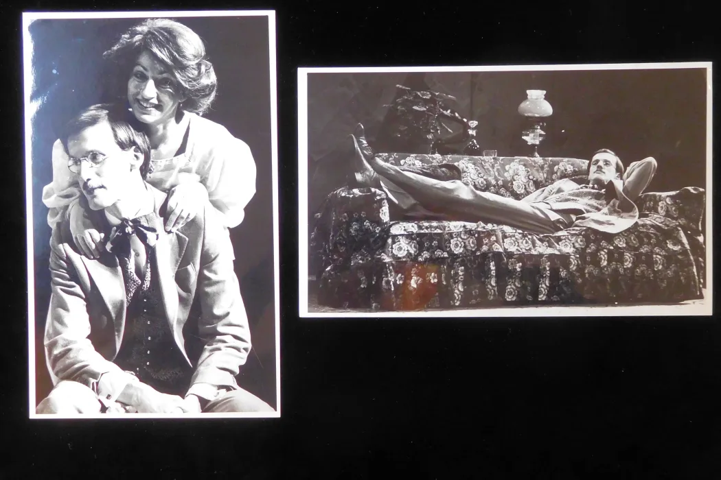 2 photos of David Morgan in Questors Theatre production of Exiles 1983