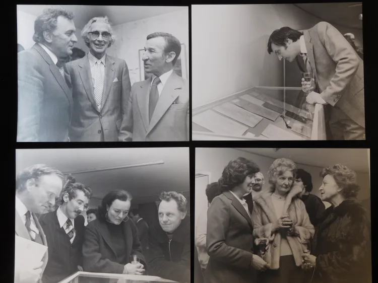4 photos of presentation of first edition of Ulysses to JJ Museum, 1980
