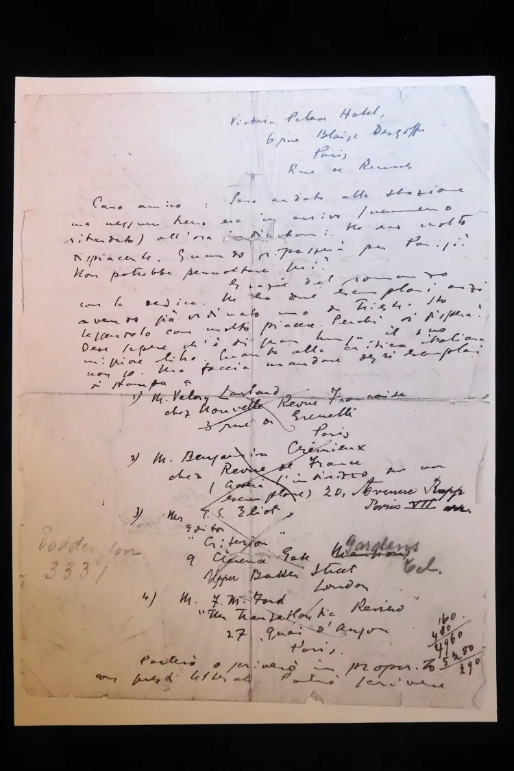 5 large photos of letters from James Joyce to Ettore Schmitz