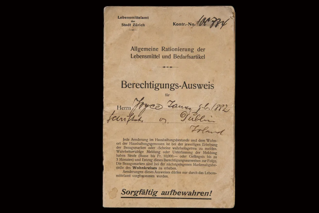 James Joyce's Swiss ration book, 1918/1919