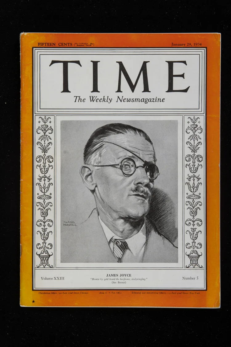 TIME, The Weekly Magazine,Vol XXIII.5, Jan 29 1934, drawing of Joyce on cover