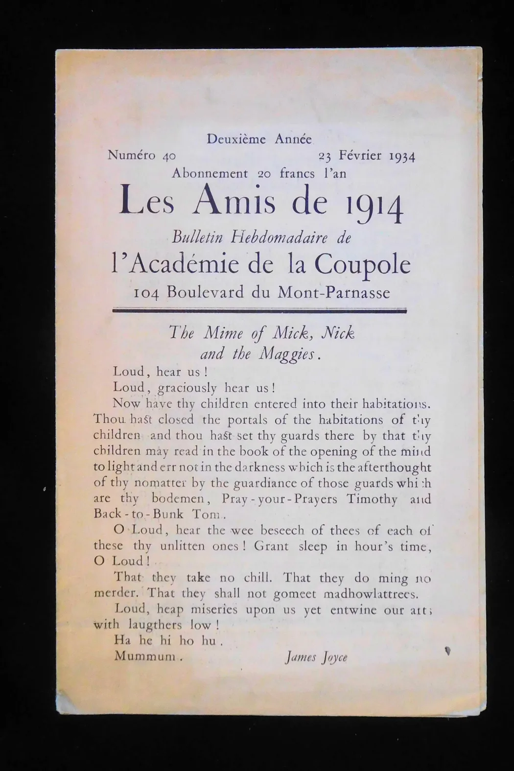 Les Amis de 1914, No 40, 23 Feb 1934