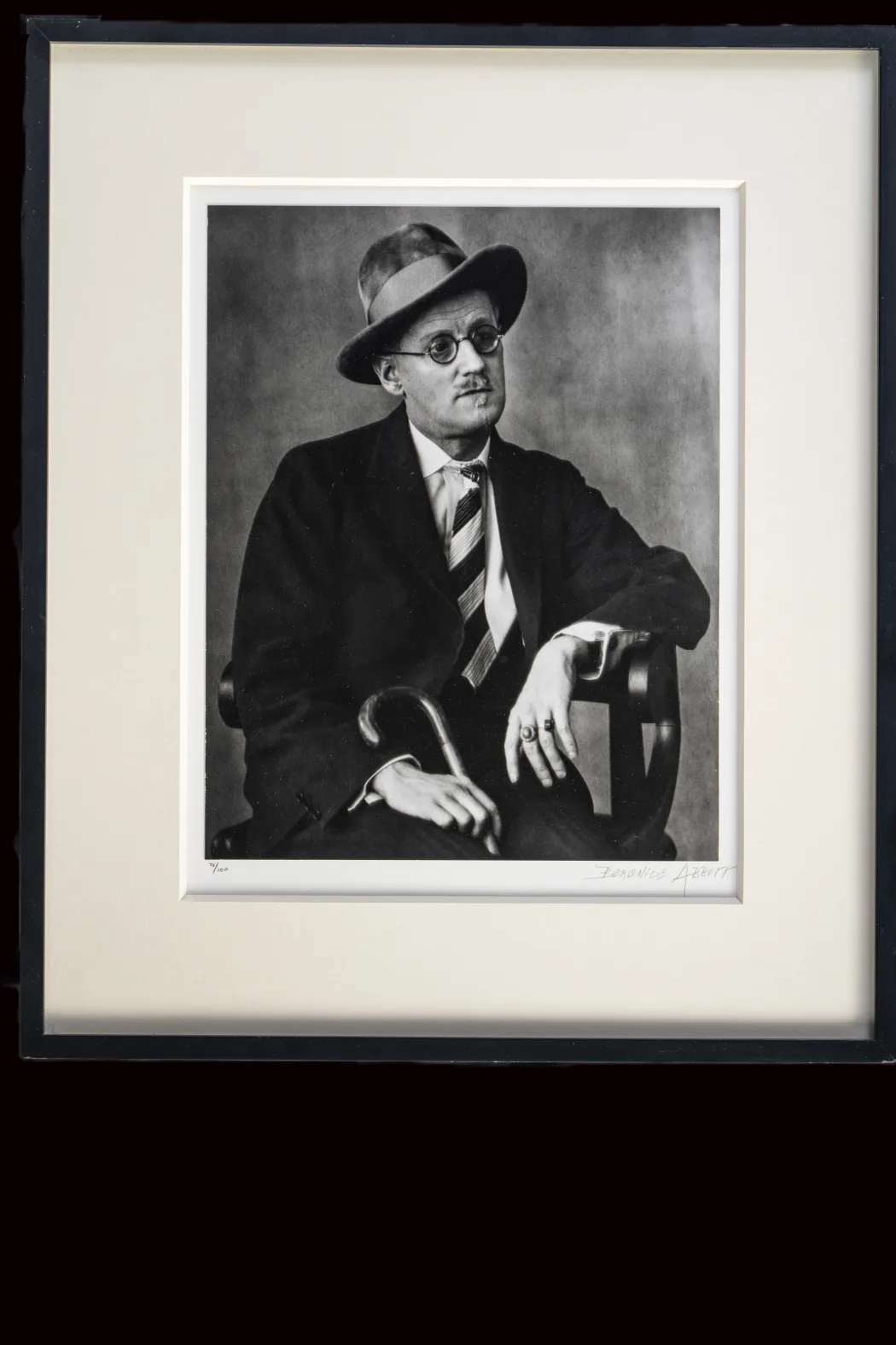 Photograph of James Joyce, portrait, by Berenice Abbot, Paris 1928